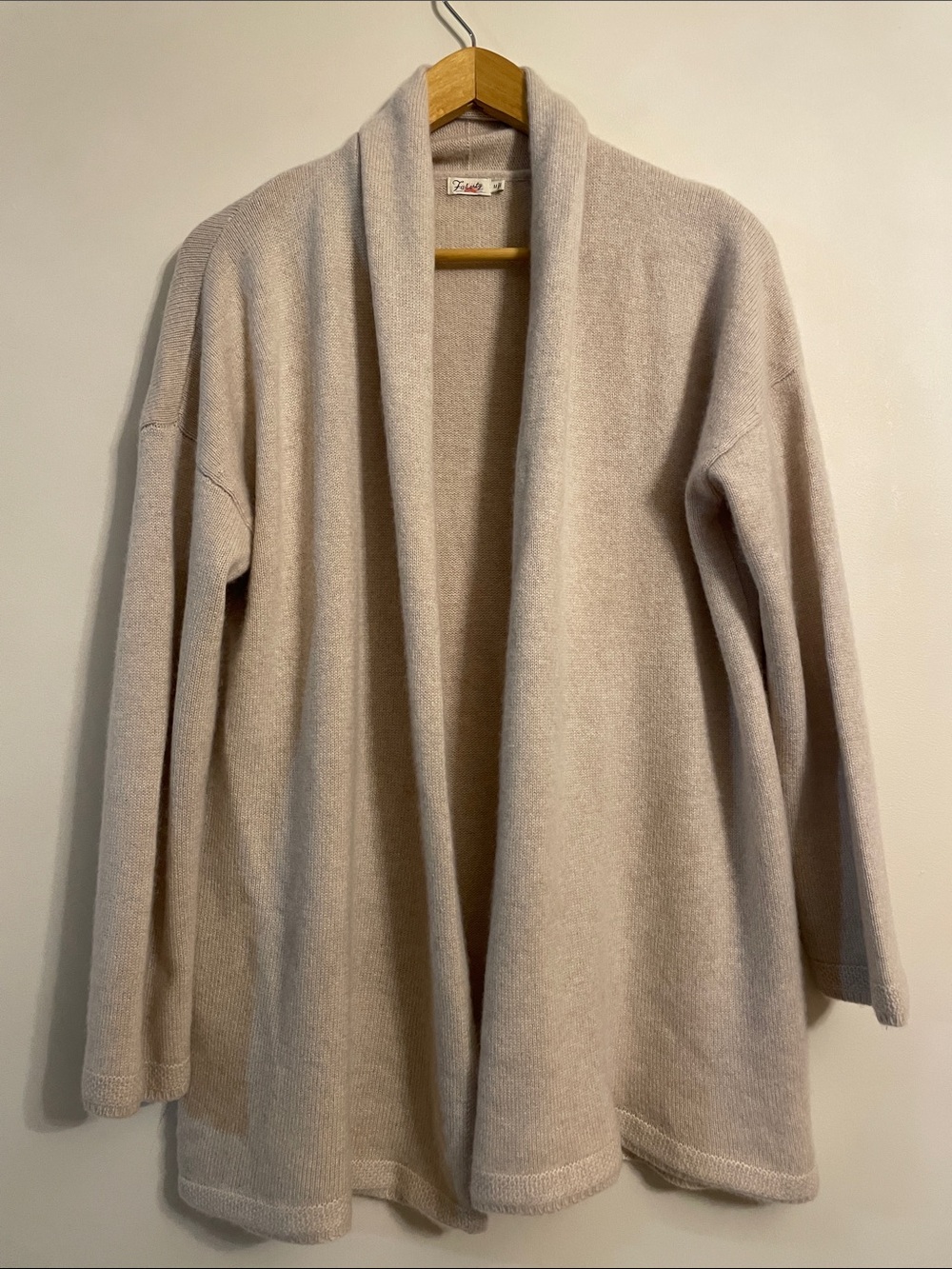 Faherty 100% Cashmere Open Front Long Cardigan Beige Size Medium - Picture 2 of 10